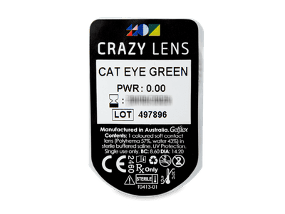 CRAZY LENS - Cat Eye Green - nedioptrické jednodenné (2 šošovky) - Vzhľad blistra so šošovkou