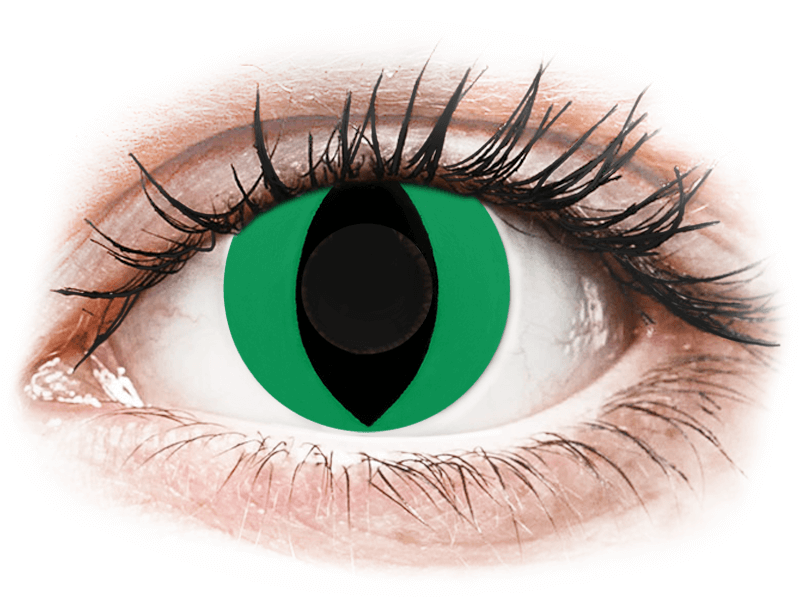 CRAZY LENS - Cat Eye Green - nedioptrické jednodenné (2 šošovky) - Coloured contact lenses