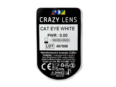 CRAZY LENS - Cat Eye White - nedioptrické jednodenné (2 šošovky) - Vzhľad blistra so šošovkou