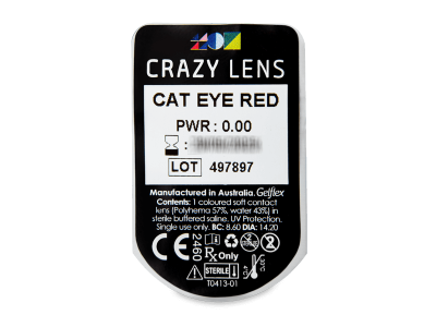 CRAZY LENS - Cat Eye Red - nedioptrické jednodenné (2 šošovky) - Vzhľad blistra so šošovkou