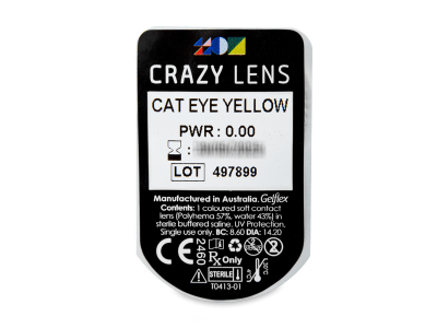 CRAZY LENS - Cat Eye Yellow - nedioptrické jednodenné (2 šošovky) - Vzhľad blistra so šošovkou