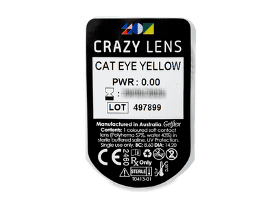 CRAZY LENS - Cat Eye Yellow - nedioptrické jednodenné (2 šošovky) - Vzhľad blistra so šošovkou