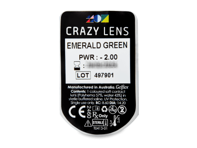 CRAZY LENS - Emerald Green - dioptrické jednodenné (2 šošovky) - Vzhľad blistra so šošovkou
