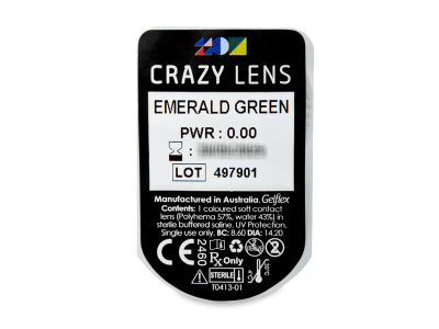 CRAZY LENS - Emerald Green - nedioptrické jednodenné (2 šošovky) - Vzhľad blistra so šošovkou