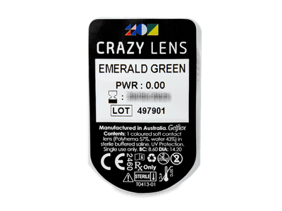 CRAZY LENS - Emerald Green - nedioptrické jednodenné (2 šošovky) - Vzhľad blistra so šošovkou