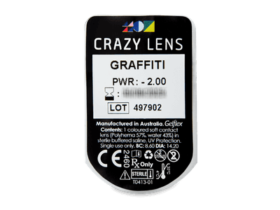 CRAZY LENS - Graffiti - dioptrické jednodenné (2 šošovky) - Vzhľad blistra so šošovkou