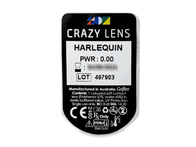 CRAZY LENS - Harlequin - nedioptrické jednodenné (2 šošovky) - Vzhľad blistra so šošovkou