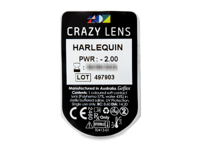 CRAZY LENS - Harlequin - dioptrické jednodenné (2 šošovky) - Vzhľad blistra so šošovkou