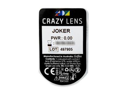 CRAZY LENS - Joker - nedioptrické jednodenné (2 šošovky) - Vzhľad blistra so šošovkou