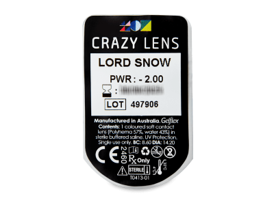 CRAZY LENS - Lord Snow - dioptrické jednodenné (2 šošovky) - Vzhľad blistra so šošovkou