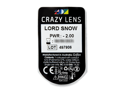 CRAZY LENS - Lord Snow - dioptrické jednodenné (2 šošovky) - Vzhľad blistra so šošovkou