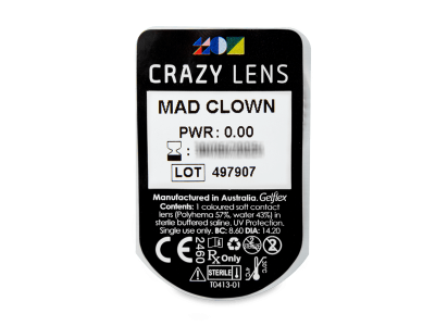 CRAZY LENS - Mad Clown - nedioptrické jednodenné (2 šošovky) - Vzhľad blistra so šošovkou