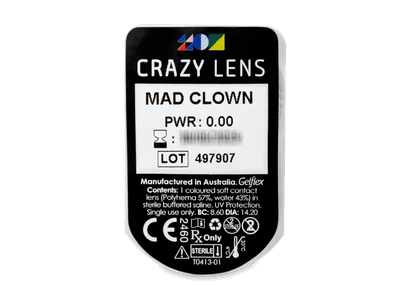 CRAZY LENS - Mad Clown - nedioptrické jednodenné (2 šošovky) - Vzhľad blistra so šošovkou