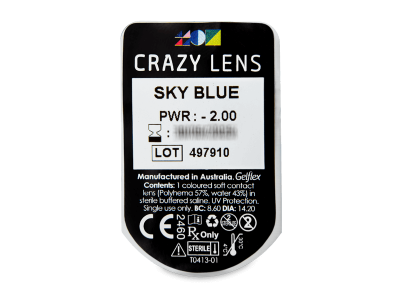 CRAZY LENS - Sky Blue - dioptrické jednodenné (2 šošovky) - Vzhľad blistra so šošovkou