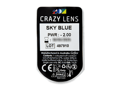 CRAZY LENS - Sky Blue - dioptrické jednodenné (2 šošovky) - Vzhľad blistra so šošovkou