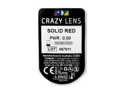 CRAZY LENS - Solid Red - nedioptrické jednodenné (2 šošovky) - Vzhľad blistra so šošovkou