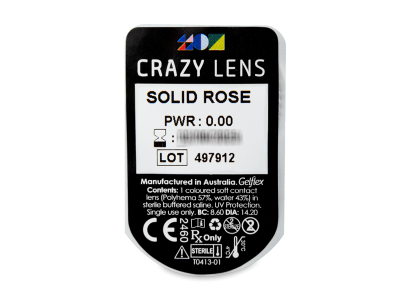 CRAZY LENS - Solid Rose - nedioptrické jednodenné (2 šošovky) - Vzhľad blistra so šošovkou