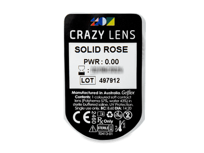 CRAZY LENS - Solid Rose - nedioptrické jednodenné (2 šošovky) - Vzhľad blistra so šošovkou