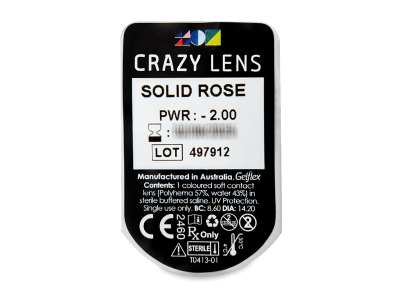 CRAZY LENS - Solid Rose - dioptrické jednodenné (2 šošovky) - Vzhľad blistra so šošovkou