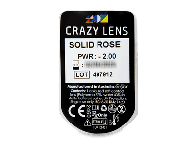 CRAZY LENS - Solid Rose - dioptrické jednodenné (2 šošovky) - Vzhľad blistra so šošovkou