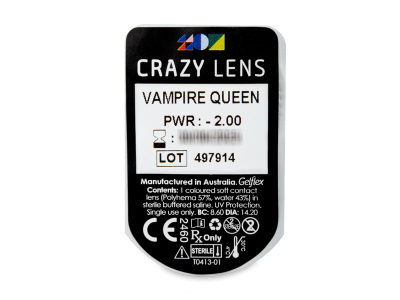 CRAZY LENS - Vampire Queen - dioptrické jednodenné (2 šošovky) - Vzhľad blistra so šošovkou