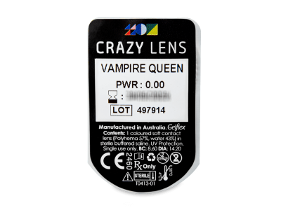 CRAZY LENS - Vampire Queen - nedioptrické jednodenné (2 šošovky) - Vzhľad blistra so šošovkou