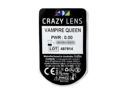 CRAZY LENS - Vampire Queen - nedioptrické jednodenné (2 šošovky) - Vzhľad blistra so šošovkou