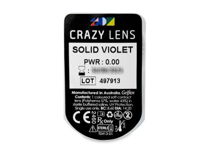 CRAZY LENS - Solid Violet - nedioptrické jednodenné (2 šošovky) - Vzhľad blistra so šošovkou