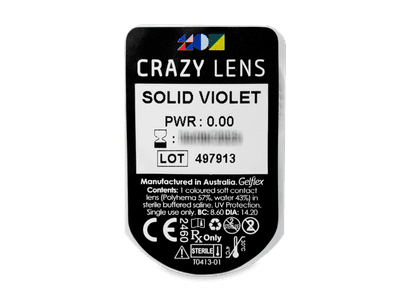 CRAZY LENS - Solid Violet - nedioptrické jednodenné (2 šošovky) - Vzhľad blistra so šošovkou