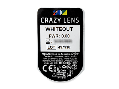 CRAZY LENS - WhiteOut - nedioptrické jednodenné (2 šošovky) - Vzhľad blistra so šošovkou