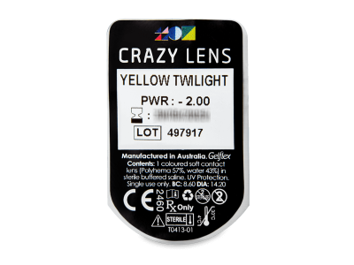 CRAZY LENS - Yellow Twilight - dioptrické jednodenné (2 šošovky) - Vzhľad blistra so šošovkou