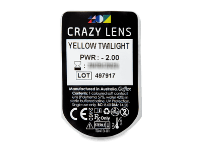 CRAZY LENS - Yellow Twilight - dioptrické jednodenné (2 šošovky) - Vzhľad blistra so šošovkou