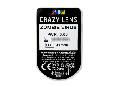 CRAZY LENS - Zombie Virus - nedioptrické jednodenné (2 šošovky) - Vzhľad blistra so šošovkou