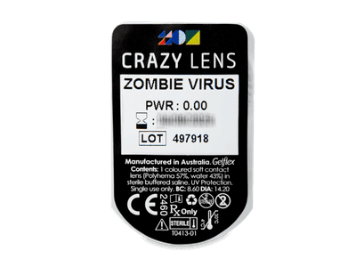 CRAZY LENS - Zombie Virus - nedioptrické jednodenné (2 šošovky) - Vzhľad blistra so šošovkou