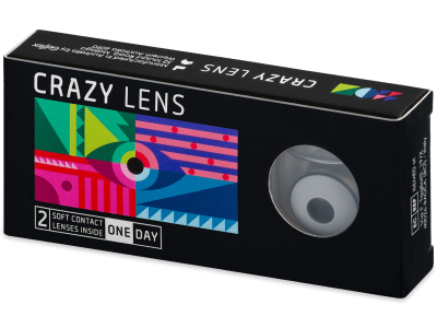 CRAZY LENS - White Black - dioptrické jednodenné (2 šošovky) - Coloured contact lenses