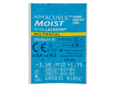 1 Day Acuvue Moist Multifocal (90 šošoviek) - Vzhľad blistra so šošovkou