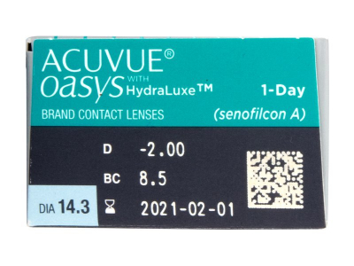 Acuvue Oasys 1-Day with Hydraluxe (30 šošoviek) - Náhľad parametrov šošoviek