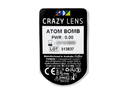 CRAZY LENS - Atom Bomb - nedioptrické jednodenné (2 šošovky) - Vzhľad blistra so šošovkou