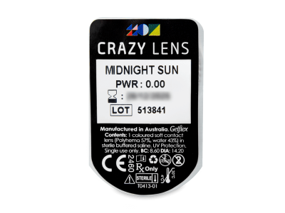 CRAZY LENS - Midnight Sun - nedioptrické jednodenné (2 šošovky) - Vzhľad blistra so šošovkou