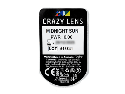 CRAZY LENS - Midnight Sun - nedioptrické jednodenné (2 šošovky) - Vzhľad blistra so šošovkou