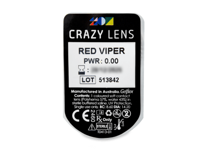 CRAZY LENS - Red Viper - nedioptrické jednodenné (2 šošovky) - Vzhľad blistra so šošovkou