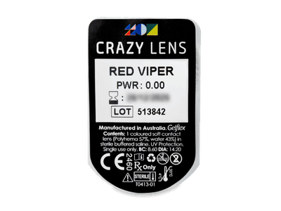 CRAZY LENS - Red Viper - nedioptrické jednodenné (2 šošovky) - Vzhľad blistra so šošovkou