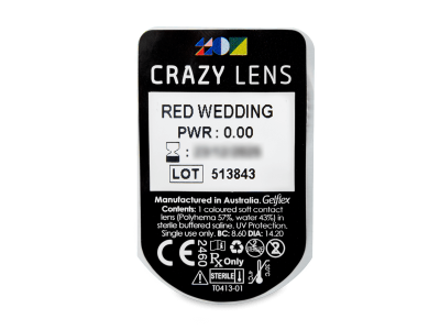 CRAZY LENS - Red Wedding - nedioptrické jednodenné (2 šošovky) - Vzhľad blistra so šošovkou