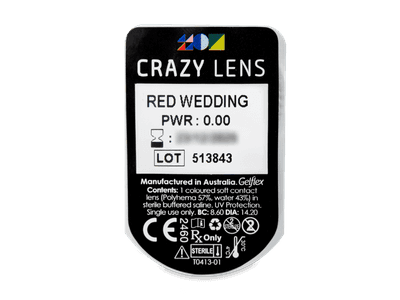 CRAZY LENS - Red Wedding - nedioptrické jednodenné (2 šošovky) - Vzhľad blistra so šošovkou