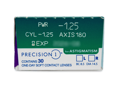 Precision1 for Astigmatism (30 šošoviek) - Náhľad parametrov šošoviek