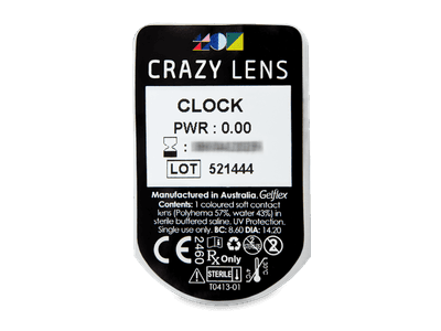 CRAZY LENS - Clock - nedioptrické jednodenné (2 šošovky) - Vzhľad blistra so šošovkou