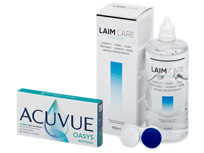 Acuvue Oasys Multifocal (6 šošoviek) + roztok Laim Care 400 ml - Starší vzhľad