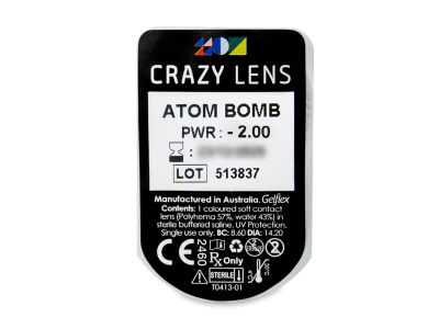 CRAZY LENS - Atom Bomb - dioptrické jednodenné (2 šošovky) - Vzhľad blistra so šošovkou