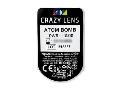 CRAZY LENS - Atom Bomb - dioptrické jednodenné (2 šošovky) - Vzhľad blistra so šošovkou