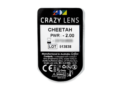 CRAZY LENS - Cheetah - dioptrické jednodenné (2 šošovky) - Vzhľad blistra so šošovkou